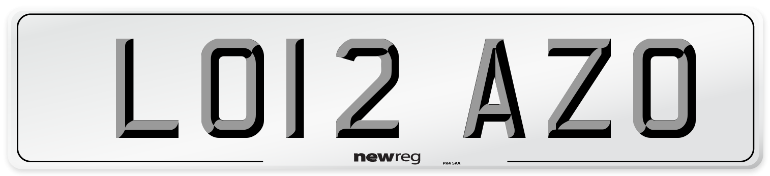 LO12 AZO Number Plate from New Reg